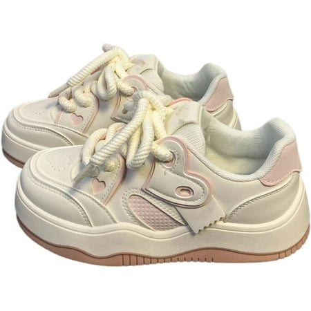 Heart Platform Shoes Chunky Sneakers for Women Aesthetic Shoes Lace up Sneakers Comfortable Casual Fashion Sneaker Walking Sport Shoes