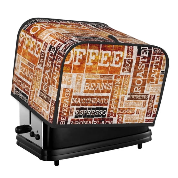 Rateoe Hand Drawn Vintage Coffee Pattern Toaster Covers 4 Slice Wide Slot,Bread Machine Cover,Bread Dust Cover & Fingerprint Protection,Appliance Covers
