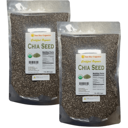 100% Organic Chia Seeds - 2 Pack (1 lb each) - Nutritious, Versatile Superfood