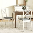 thumbnail image 4 of Gymax Dining Chairs Set of 2 Upholstered Kitchen Side Chairs w/ Rubber Wood Frame White & Grey, 4 of 9