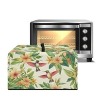 TSOVTHRID Tropical Floral Hummingbird Print Microwave Oven Cover Dust-Proof Microwave Toaster Oven Cover with Handle Universal Washable Decor Accessories for Kitchen, 20.9"W x 15.7"D x 12.4"H, L