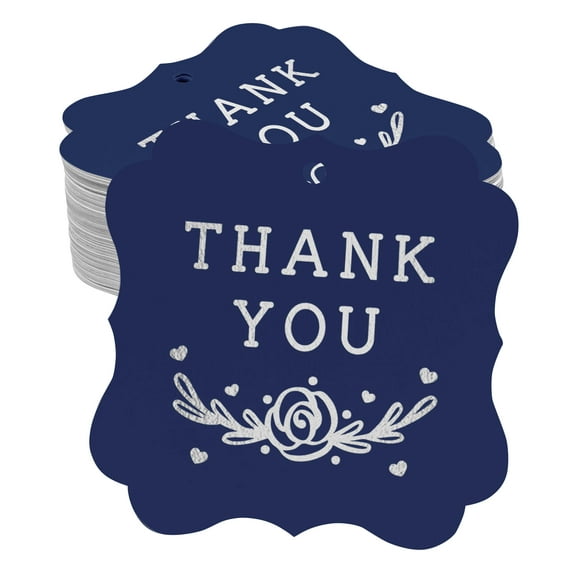 Inkdotpot Hang Tags Thank You Bridal Shower Favor Bracket Shape Gift Tags Real Silver Foil Bonbonniere Tag Pack Of 50