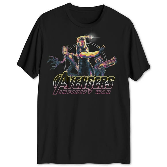 Hybrid Mens Avengers Infinity War Graphic T-Shirt, Black, Large