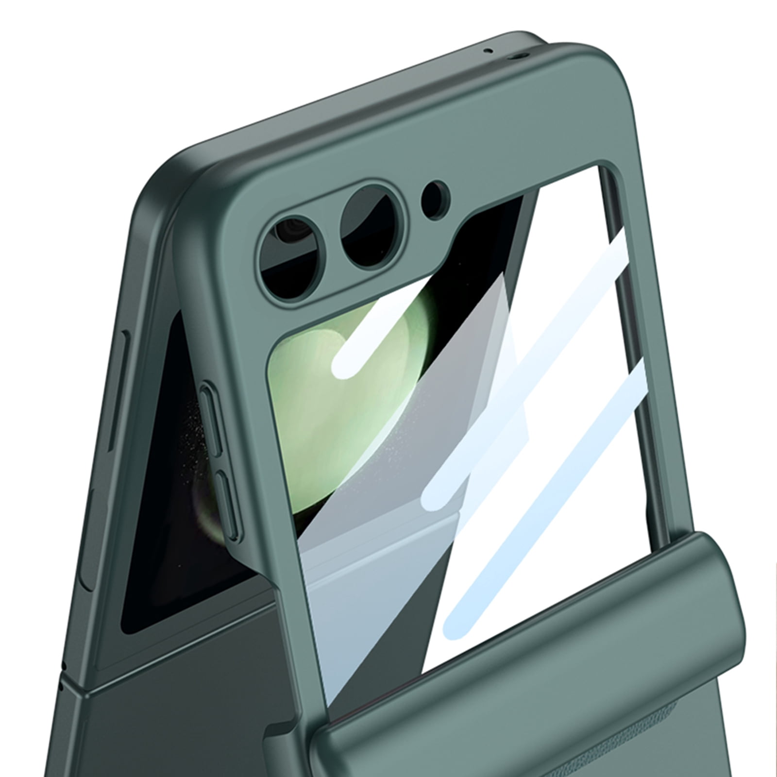 Decase Case for Samsung Galaxy Z Flip 7, Magnetic Hinge Phone Case with Privacy Screen Protector,Darkgreen