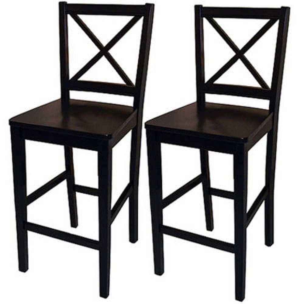 Virginia Cross-Back Counter Stools 24", Set of 2, Black