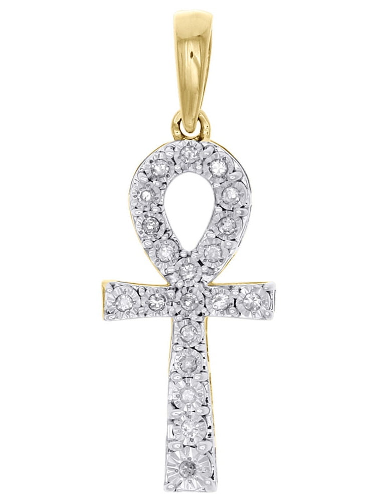10K Yellow Gold Genuine Diamond Ankh 