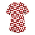 thumbnail image 5 of Cute Scrub Tops Stretchy Short Sleeve V Neck Cartoon Print Pattern Nursing Working Uniform Caregiver Top Wine M, 5 of 5