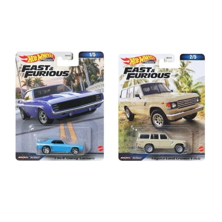 Bundle of 2 |Hot Wheels Fast and Furious 1:64 – (1969 Chevy Camaro & Toyota Land Cruiser FJ60)