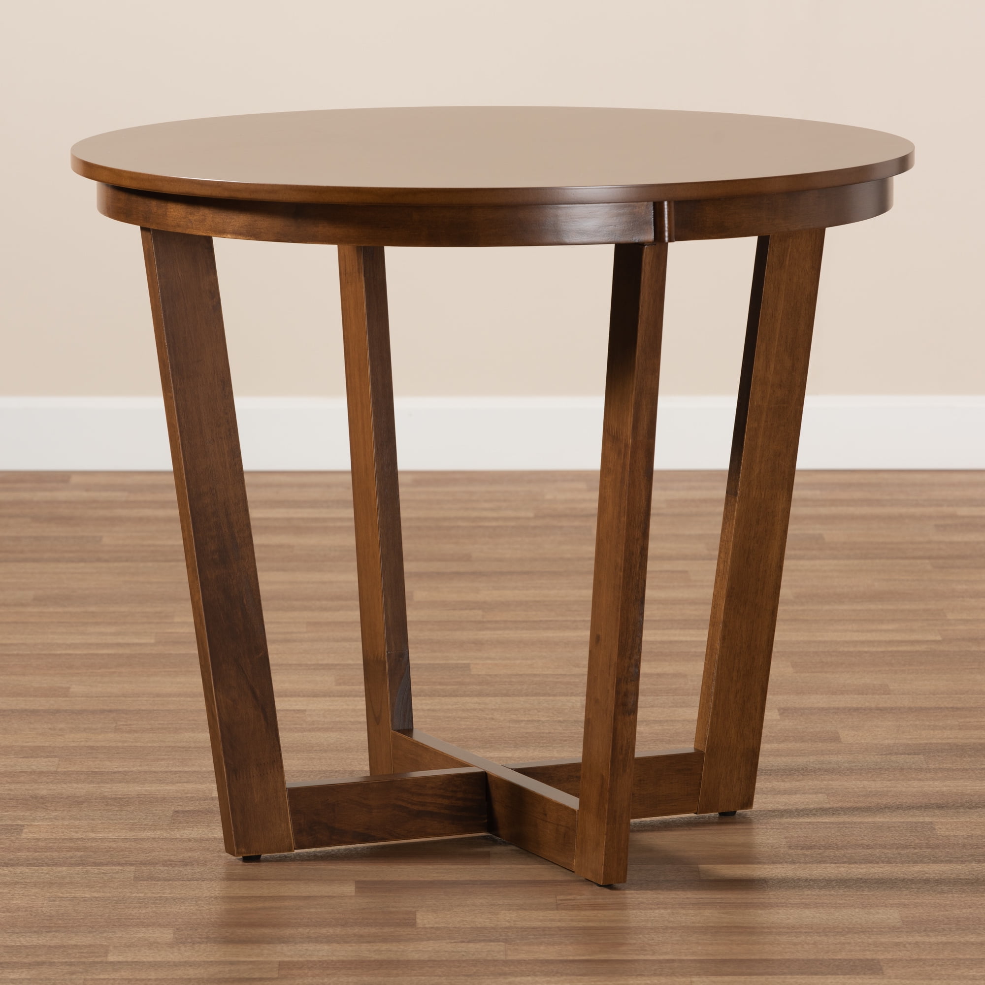 Baxton Studio Alayna Modern and Contemporary Walnut Brown Finished 35-Inch-Wide Round Wood Dining Table