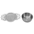 thumbnail image 1 of Stainless Steel Tea Strainers with Drip Bowl Double Handles Reusable Fine Mesh Filters Vintage Lace Design for Elegant Tea Brewing, 1 of 7