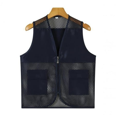 Men s Mesh Breathable Fishing Vest Pockets Photography Travel Hiking Waist Coat Jacket For Adults And Youth 4XL Black