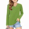 Wancir Girls's Fall Sweaters 2025 Casual Thin Long Sleeve Pullover V Neck Lightweight Sweatshirts Cute Blouse Tops