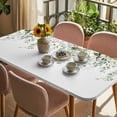 thumbnail image 3 of Sage Green Eucalyptus Table Cloths for 4 Foot Rectangle Tables, Pink Floral Buds Summer Pastoral Patio Waterproof Elastic Fitted Tablecloths, Washable Rectangular Table Cover for Camping, 3 of 8