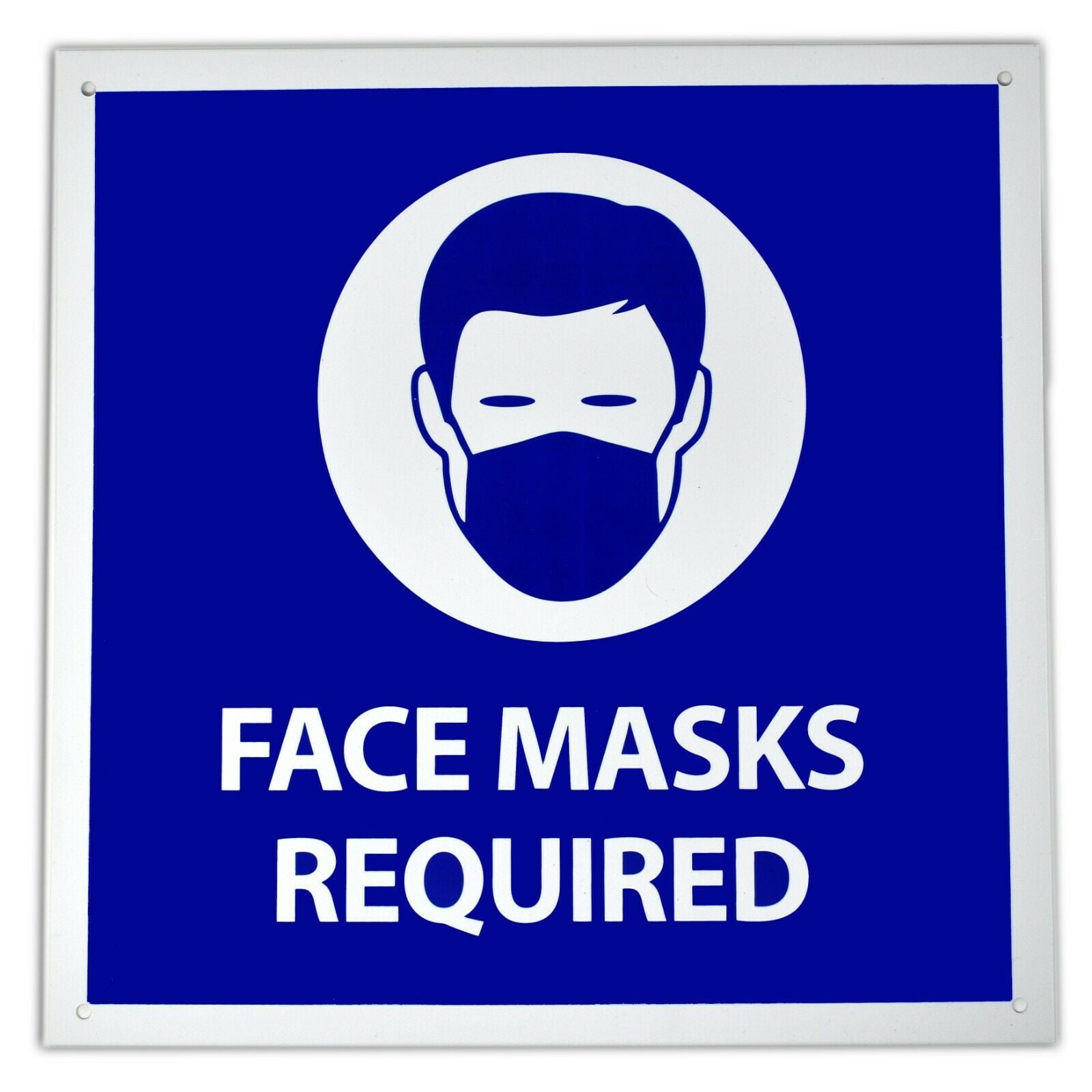 Large Face Masks Required Retail Sign with Suction Cups, 12" Square