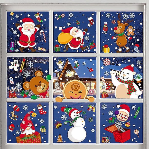 hojas de pegatinas navideñas para ventanas, copos de nieve, pegatinas estáticas para ventanas, decoraciones navideñas, suministros para fiestas de Acción de Gracias