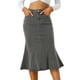 thumbnail image 1 of Falda vaquera casual de cintura alta con volantes y cola de pez para mujer Gris Negro L, 1 of 6