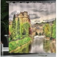 thumbnail image 4 of Ambesonne Landscape Shower Curtain, View of Bath River, 69"Wx84"L, Fern Green, 4 of 5