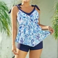 thumbnail image 3 of CALAFEBILA Modest Woman Swimsuit 2 Piece Tankini Summer Pleated Flowy Floral Print Bathing Suits, 3 of 6