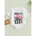 thumbnail image 2 of Bagilaanoe Newborn Baby Girl Rompers Letters Print Short Sleeve Bodysuits 3M 6M 12M 18M Infant Casual One Piece Short Jumpsuit, 2 of 8
