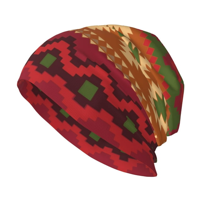 Bonnets pour Hommes et Femmes, Motifs de Design Textile Aztèque Maya Bonnet Tricoté Unisexe Adulte Chaud d'Hiver Skull Cap