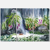 Designart ' Abstract Tropical Plants Oasis ' Farmhouse Canvas Wall Art Print