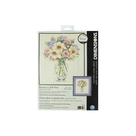 UPC: 0088677352288 | Dimensions Cross Stitch Kit 12×14 Flowers In Vase