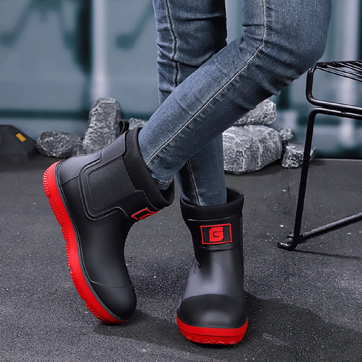 AUXDIQ Rain Boots Men Short Ankle Women Waterproof Rain Boots Outdoor Garden Shoes