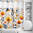 thumbnail image 2 of No Hook Shower Curtain, Orange Blue Spring Shower Curtains for Bathroom with See Through Top Window, Summer Flower Botanical Waterproof & Washable Bath Curtain Long 72"x78", 2 of 9