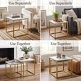 thumbnail image 5 of Coffee Table Set of 2, Modern Gold Wooden Side Table, Metal Frame Square End Table, Center Tables,Nesting Coffee Table for Living Room,Bedroom and Small Spaces, 5 of 11