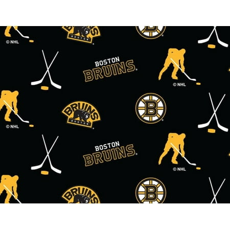 Boston Bruins Super Soft Fleece Fabric Classic All Over Design-Sold By The
