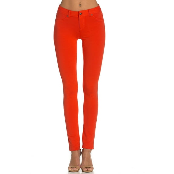 Stretch Skinny Knit Jegging Pants (Orange)