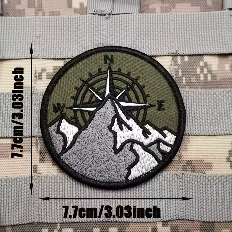 1pc Embroidered Compass Patch for Outdoor Activities - Tactical Vest, Backpack, and Apparel Morale Badge