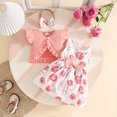 thumbnail image 2 of CAICJ98 Baby Girl Summer Clothes Toddler Dresses Infant Fall Outfits Sleeveless Little Coat Princess Cardigan Dress Set (Red,9-12 Months), 2 of 7