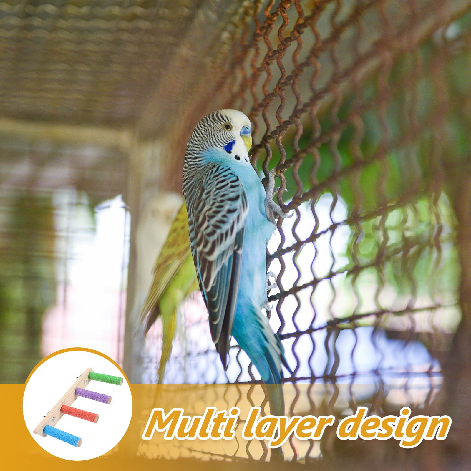 OUNONA Assorted Color Wooden Bird Ladder for Parakeets and Small Birds Durable and Stable Design