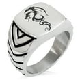 thumbnail image 1 of Stainless Steel Shadow Dragon Chevron Pattern Biker Style Polished Ring, 1 of 1