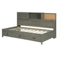 thumbnail image 5 of Gray Twin Daybed w/ Storage Drawers, USB Ports, & Shelf - Wooden Frame, 78"x50", Bedroom/Living Room Furniture. Solid Wood & MDF., 5 of 23