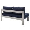 thumbnail image 6 of Modway Shore Sunbrella® Fabric Aluminum Outdoor Patio Right-Arm Loveseat in Silver Navy, 6 of 9