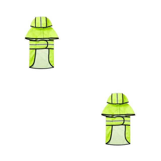 Methold Chubasquero reflectante de noche para mascotas, impermeable, con capucha, chaqueta de lluvia, ropa impermeable, actividad para caminar, Verde fluorescente S 2piezas