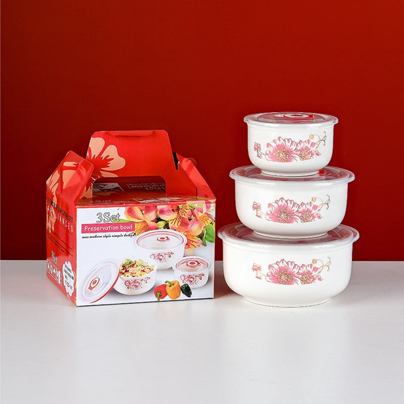 Ceramic Bowls with Lids, Set of 4 Airtight Food Storage Containers for Kitchen & Gifts