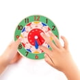 thumbnail image 5 of Green Wooden Learning Clock Toy Time Telling Educational Puzzle Numbers Colors Cognitive Development Early Math Skills Teaching Aid For Kids 7.44X0.98 Inch 0.09 Lbs, 5 of 5