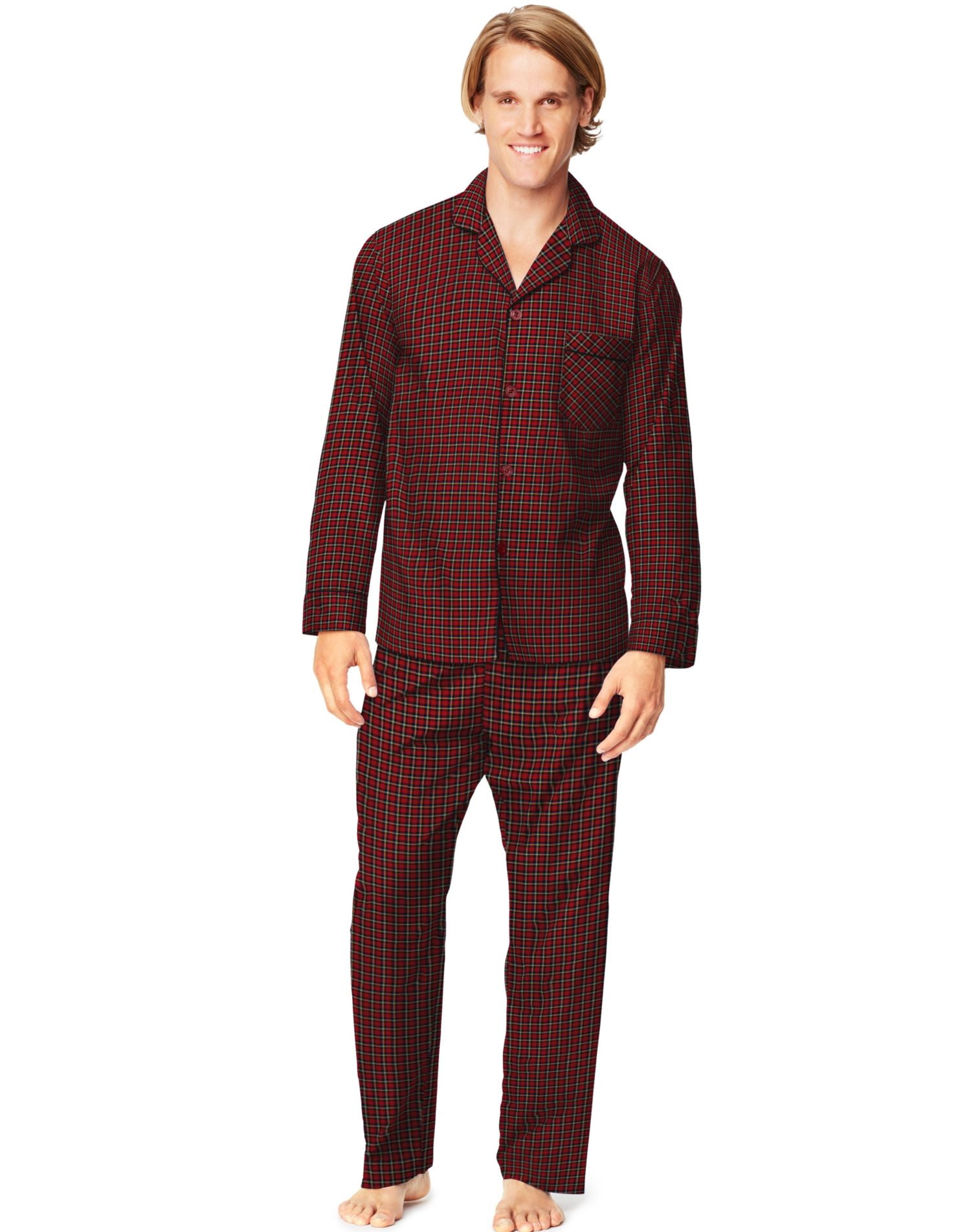 Hanes Hanes Mens Woven Pajamas, 3XL, Red Plaid