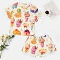 thumbnail image 4 of Cartoon Cake Women's Ruffle Short Sleeve Tops And Shorts Cute Peeps Bunny Pajamas Sets, 4 of 7