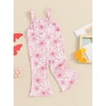 thumbnail image 3 of Bagilaanoe Toddler Baby Girl Summer Jumpsuit Sleeveless Floral Print Romper Overalls 12M 18M 24M 3T 4T Kids Flare Pants Summer Clothes, 3 of 7