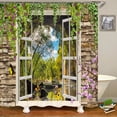 thumbnail image 4 of 3D window opening scenery window landscape printed shower curtain mildew washable curtain bathroom decoration with hooks curtain, 4 of 7