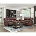 thumbnail image 2 of Lexicon Lyman Leather Match Lay Flat Double Reclining Sofa in Brown, 2 of 9