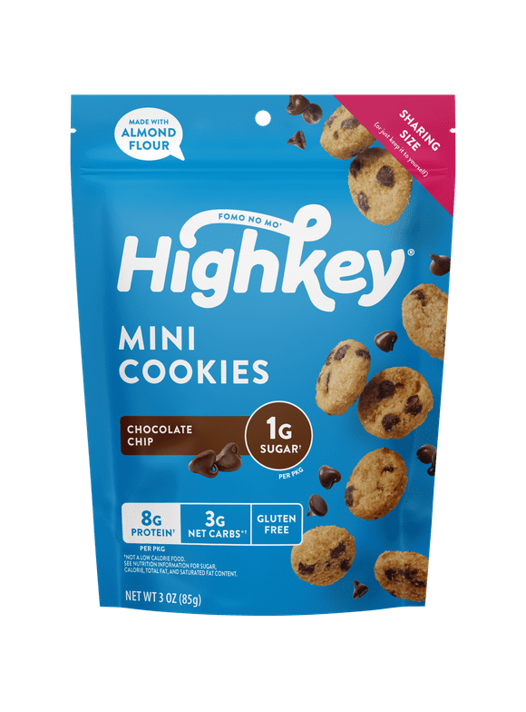 HighKey Sugar Free Cookie, Low Carb Keto Snack, Gluten-Free Chocolate Chip, 3oz