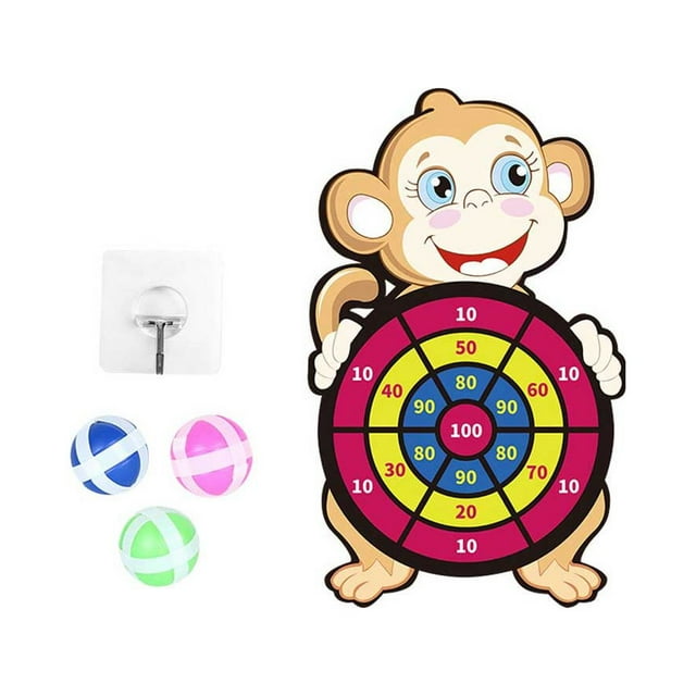 Bewildely Tablero de dardos de bola pegajosa de plástico montaje en pared portátil interactivo lindo interior al aire libre hogar deporte juego Type3 NO3
