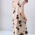 thumbnail image 4 of Nightgown Women's Long Cotton Sleep Dress Vintage Floral Sleeveless Nightshirt with Pockets Khaki Free Size, 4 of 5