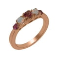 thumbnail image 1 of LBG British Made 14k Rose Gold ring with Natural Pink Tourmaline & Opal Womens band Ring - 33 size options - Size 11, 1 of 6