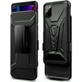 thumbnail image 2 of Nagebee Case for Alcatel TCL A3X (A600DL) with Tempered Glass Screen Protector (Full Coverage), Belt Clip Holster with Built-in Kickstand, Heavy Duty Shockproof Armor Rugged Case (Black), 2 of 5